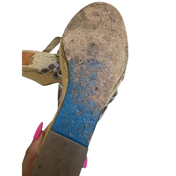 STUBBS & WOOTTON Plaid Spring Espadrille Wedges Sandals Size 40 - Picture 8 of 10